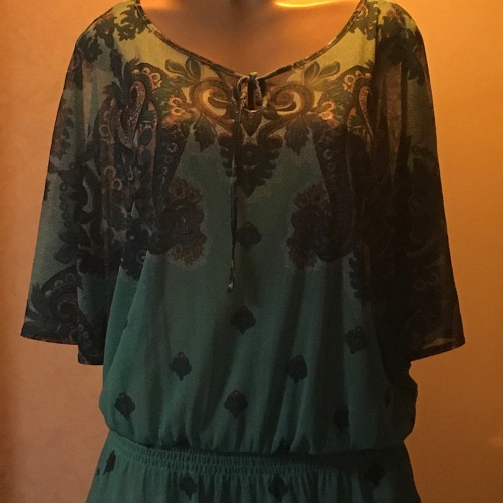 Green Print Top